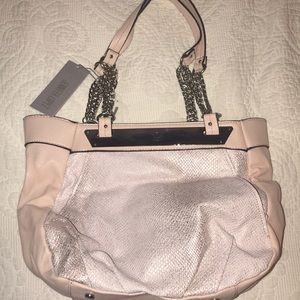 Light Pink Blush Colored Handbag Snakeskin Pattern